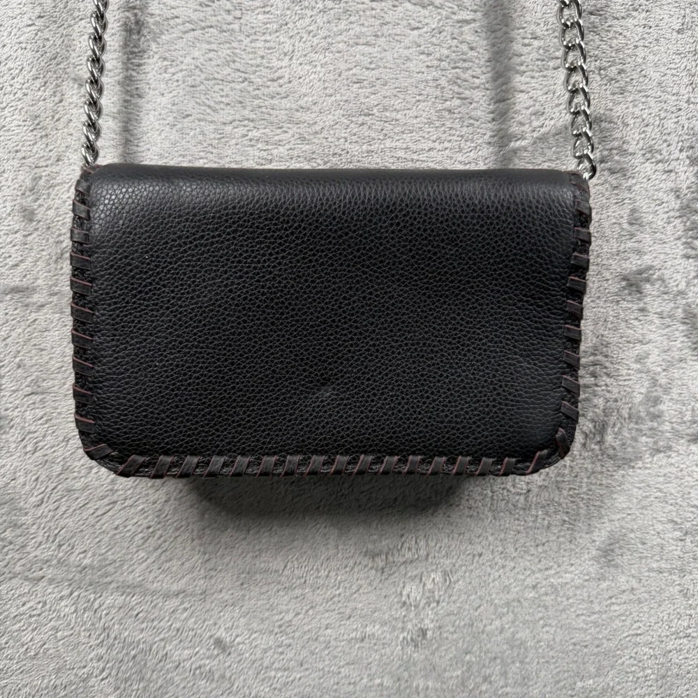 Brighton Ferrara Pouch Crossbody Bag Medallion Silver‎ Chain Strap Whipstitch